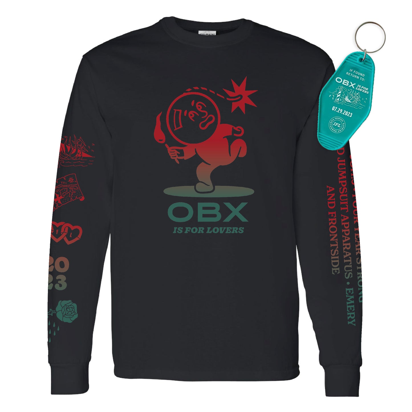 OBX Is For Lovers Long Sleeve T Shirt w/ KEY CHAIN